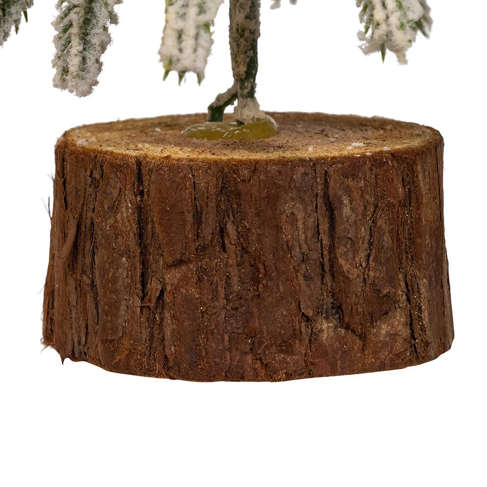 13.5" Flocking Pine Tree With Wood Base