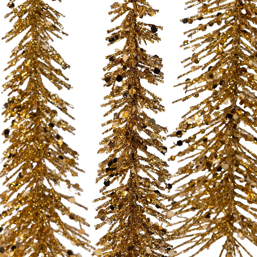 Gold Glittered Miniature Tree Set