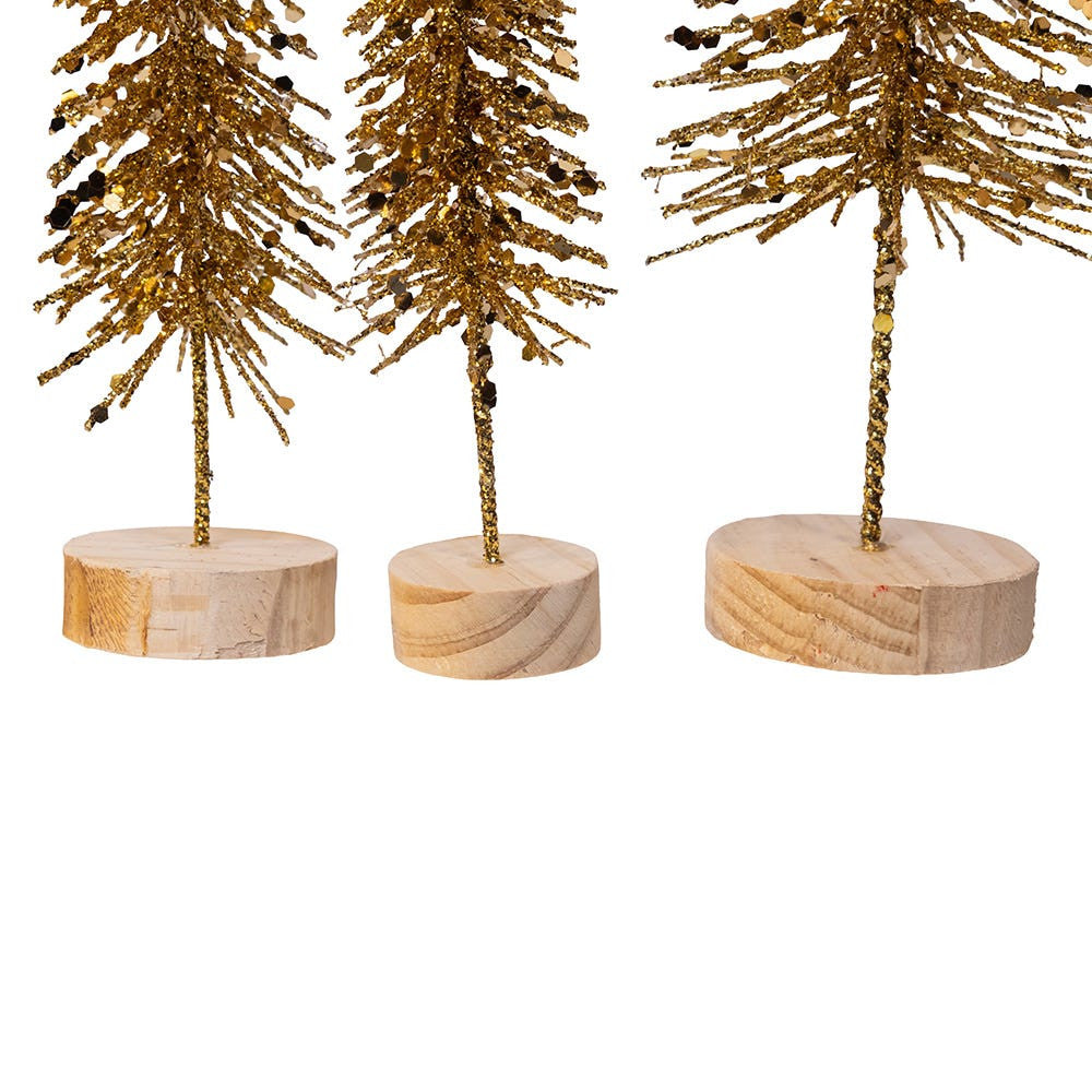 Gold Glittered Miniature Tree Set