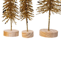 Gold Glittered Miniature Tree Set