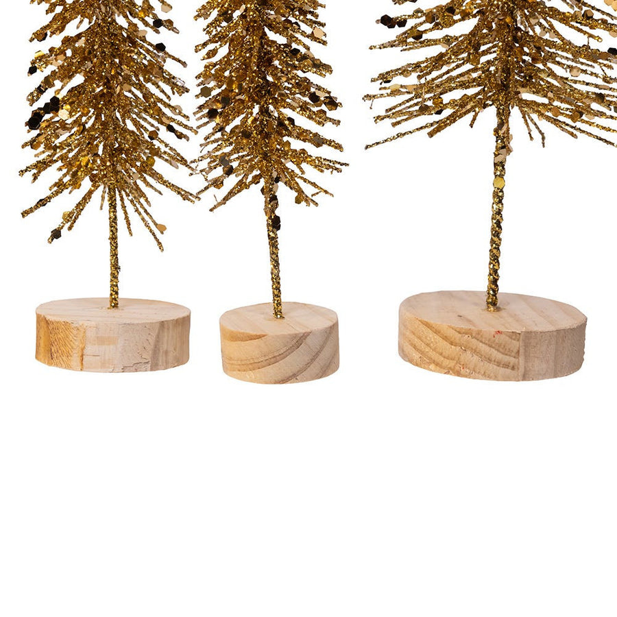 Gold Glittered Miniature Tree Set