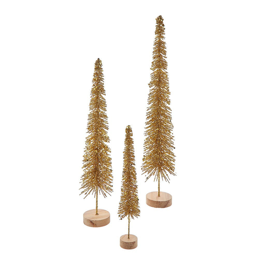 Gold Glittered Miniature Tree Set