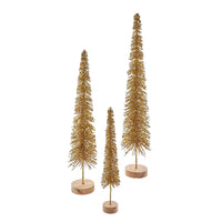 Gold Glittered Miniature Tree Set
