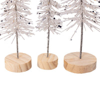 Silver Glittered Miniature Tree Set