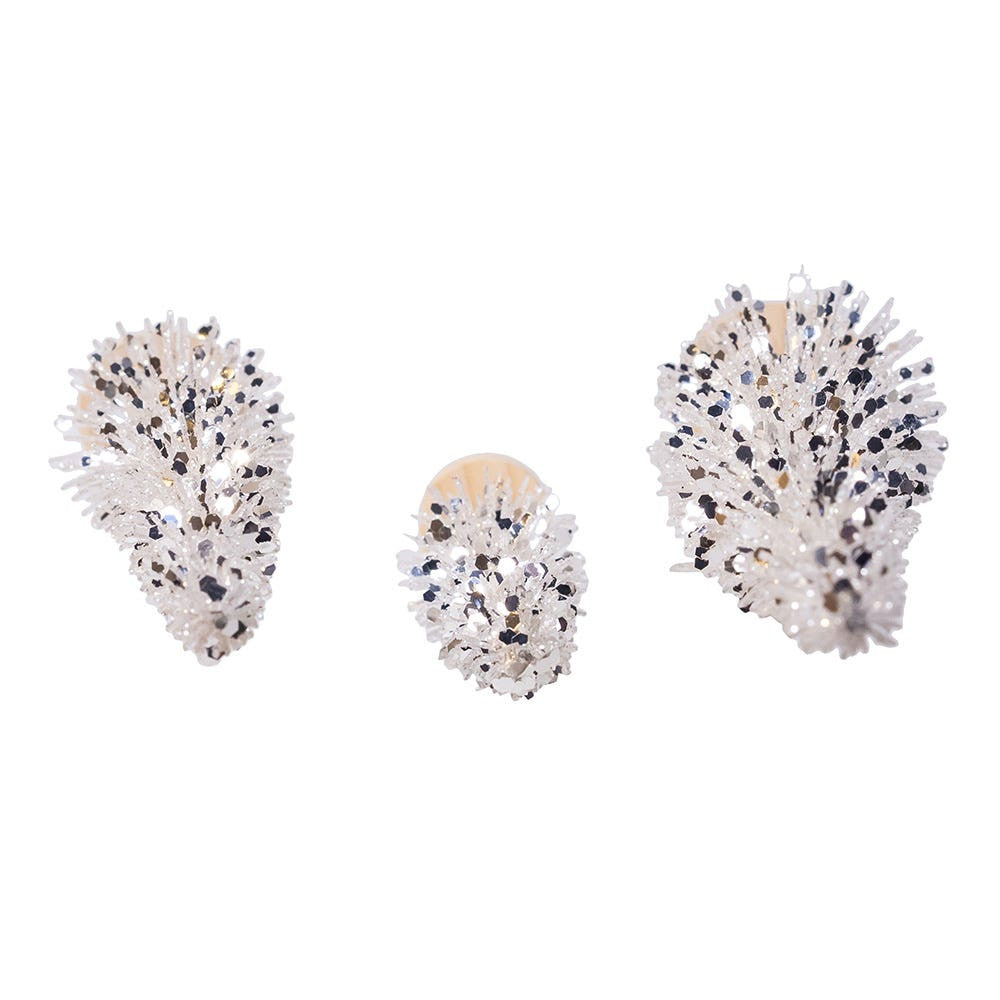 Silver Glittered Miniature Tree Set