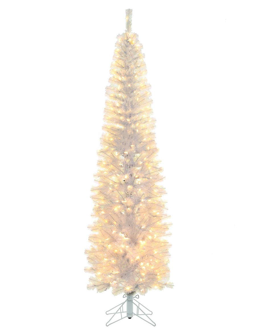 7' Pre-Lit Warm White LED Iridescent Slim Winchester Pine Tree