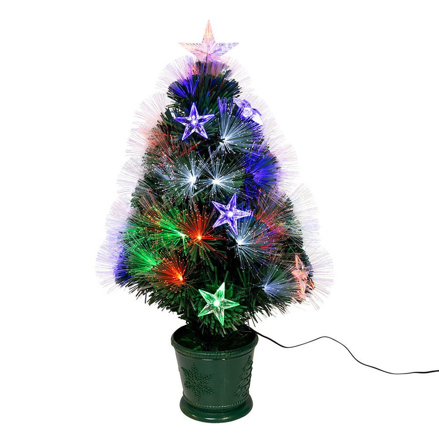 24" Pre-Lit Fiber Optic Potted Tree