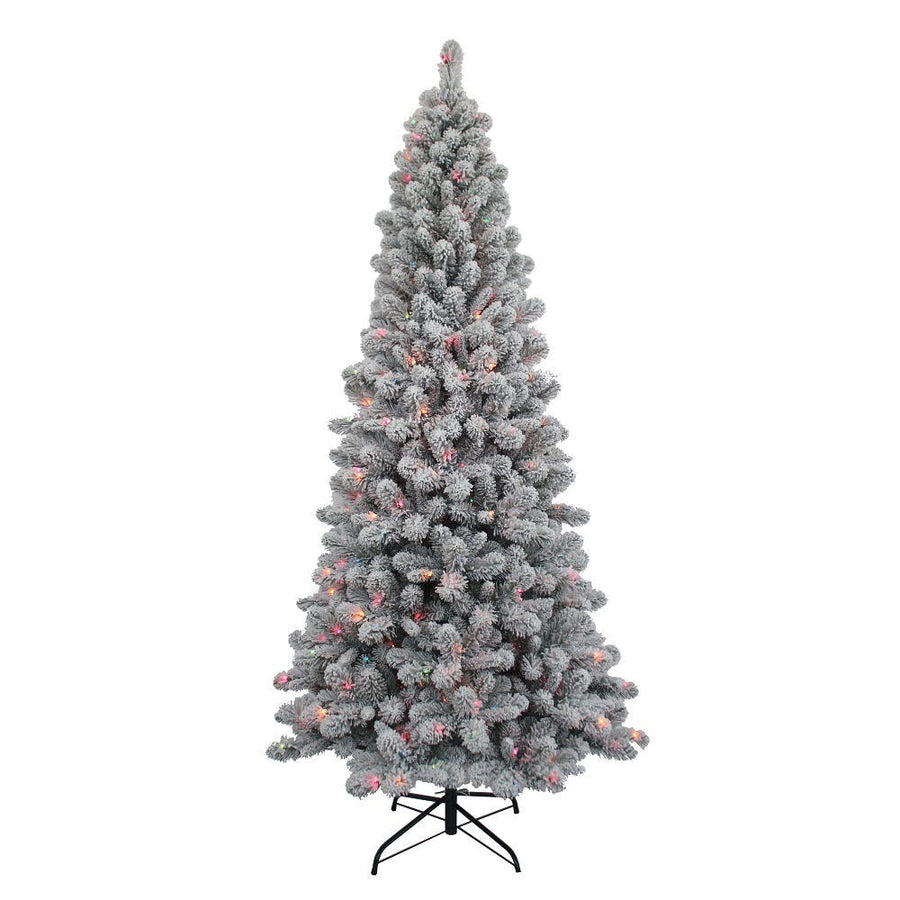 7' Pre-Lit Multicolor Incandescent New Brunswick Flocked Spruce Tree