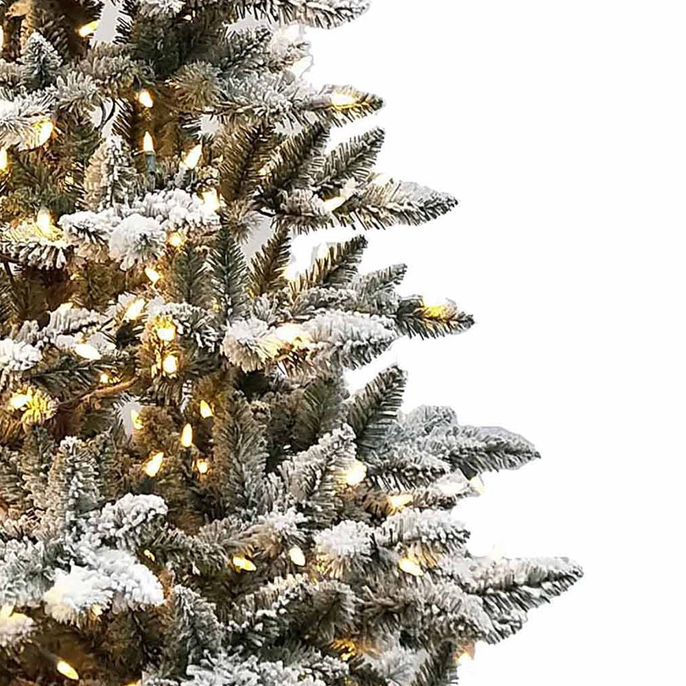 6' Pre-Lit Warm White LED Snow Pine Tree