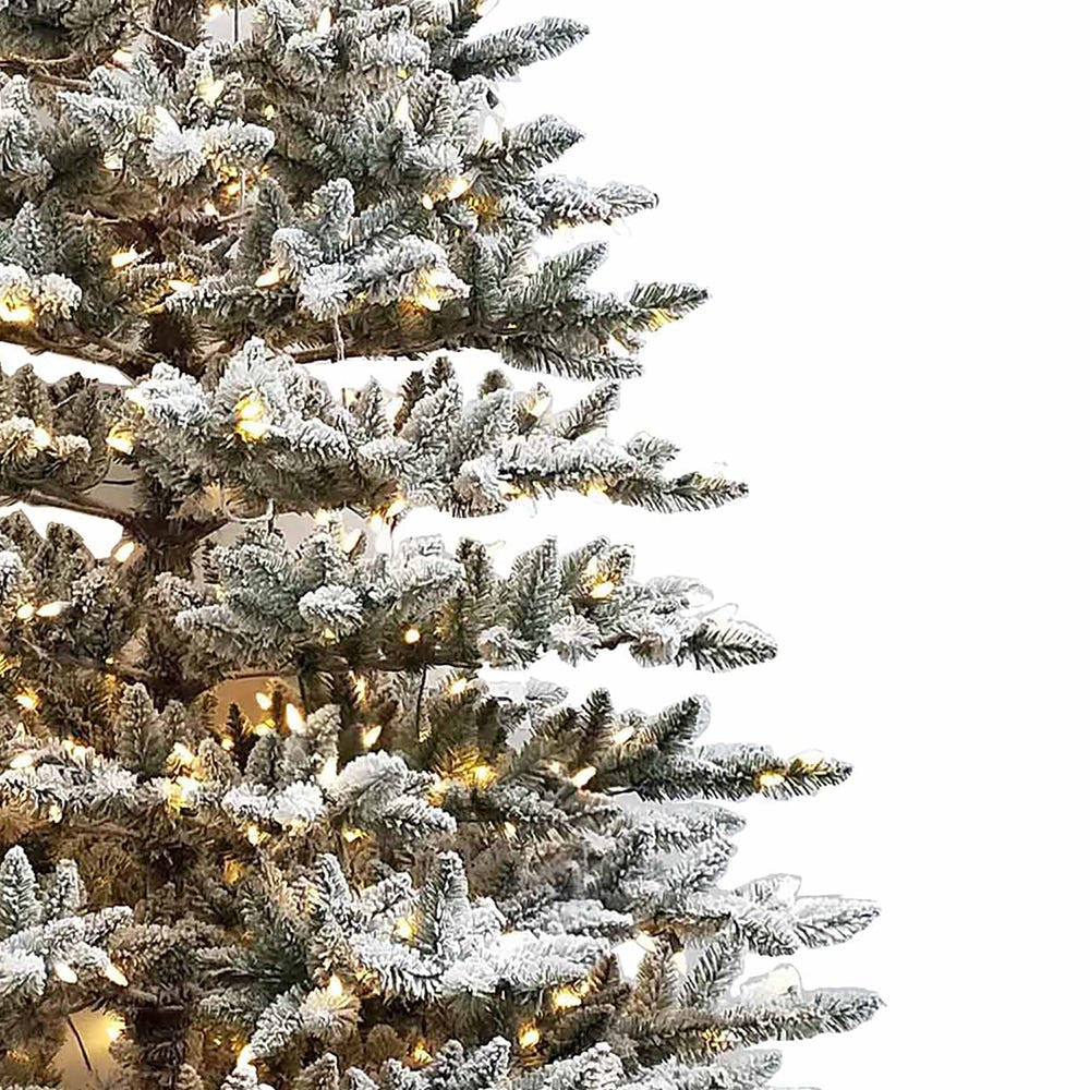 9' Pre-Lit Warm White LED Snow Pine Tree