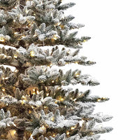 9' Pre-Lit Warm White LED Snow Pine Tree