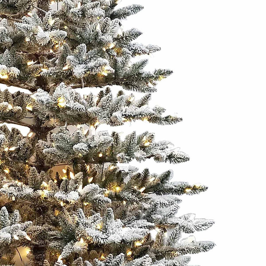 9' Pre-Lit Warm White LED Snow Pine Tree