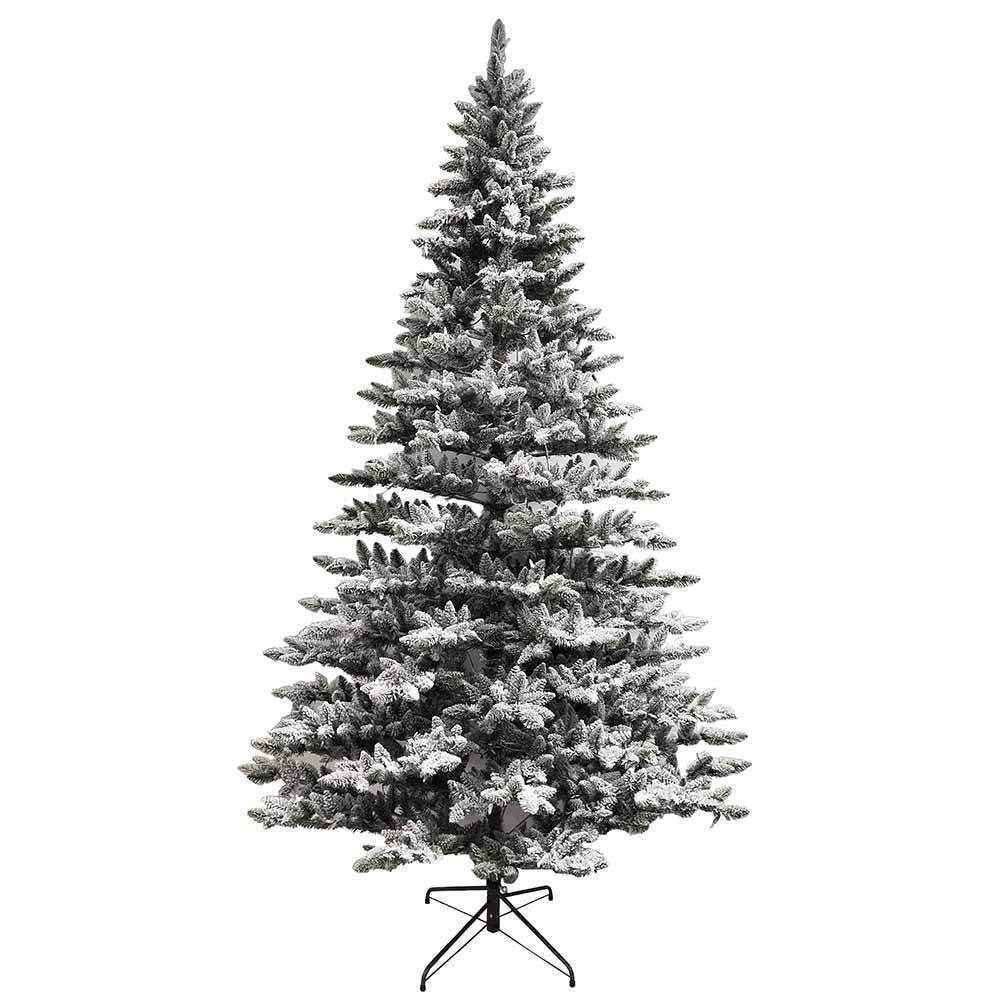 9' Pre-Lit Warm White LED Snow Pine Tree