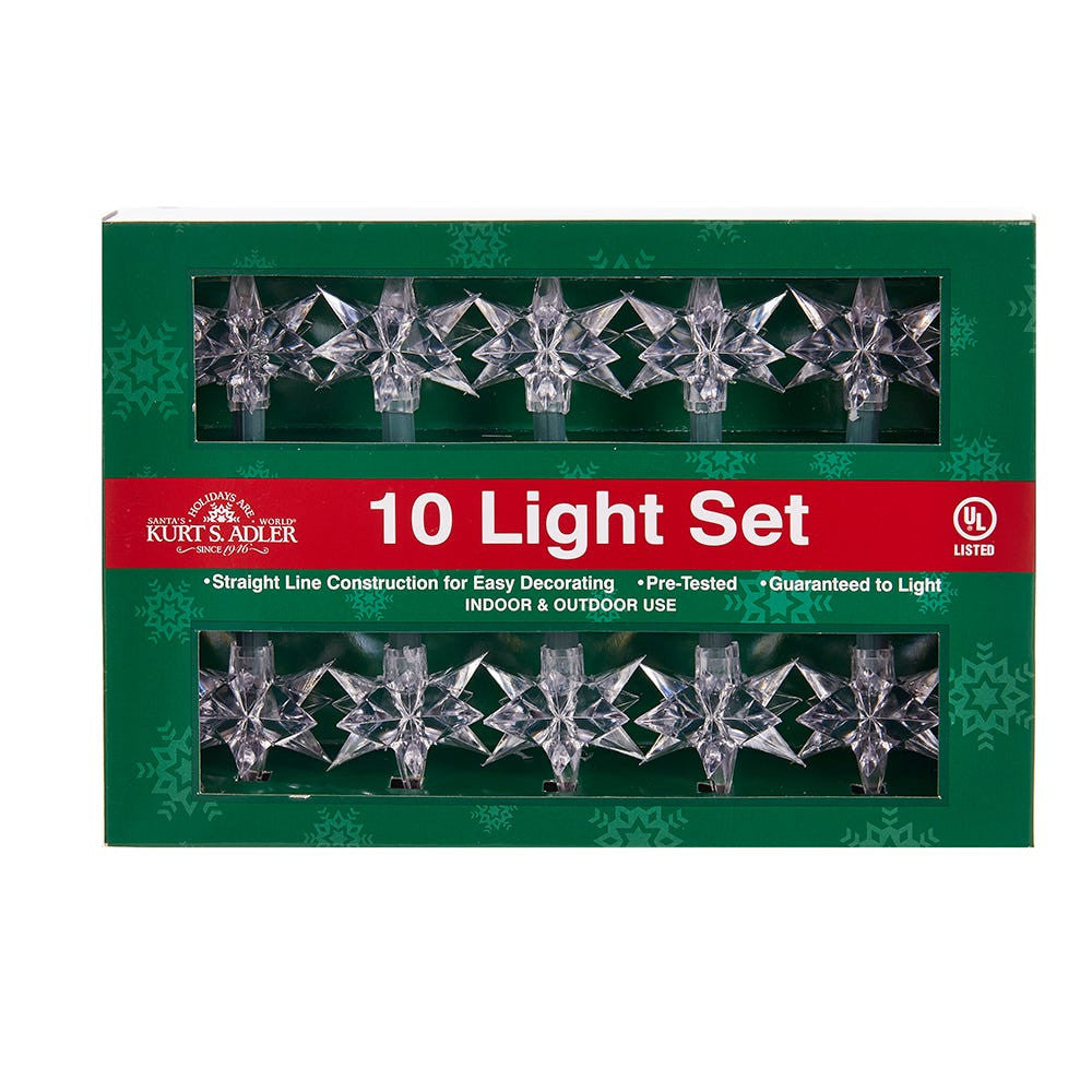 9' UL 10L Clear Diamond Star Connectible Light Set