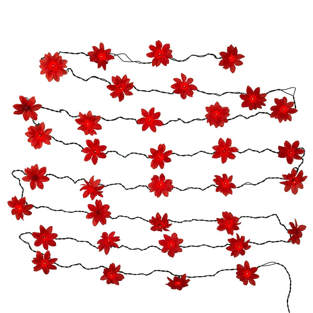 28.3' UL 35L Red Poinsettia Light Set