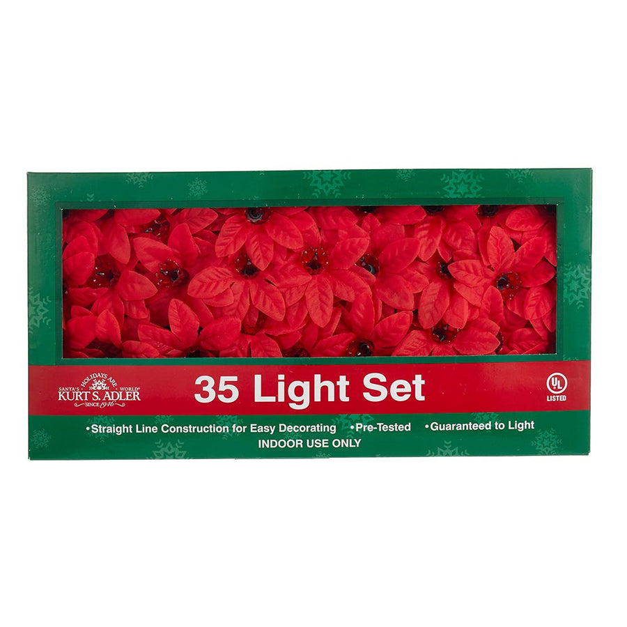 28.3' UL 35L Red Poinsettia Light Set