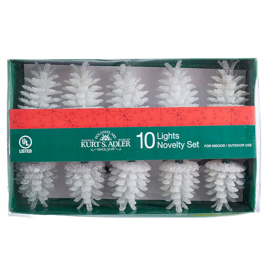 9' UL 10L Clear Pine Cone Light Set