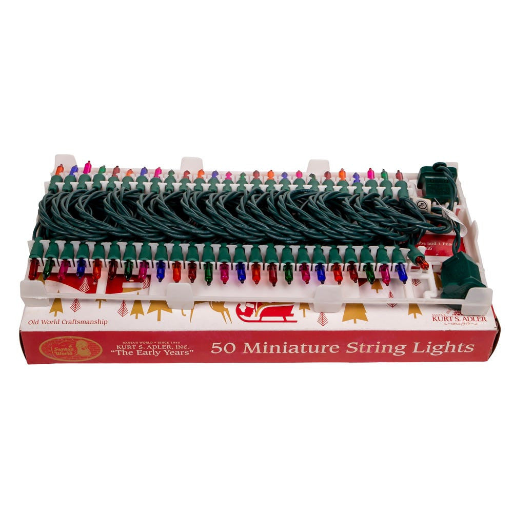 22.5' UL 50-Light Multicolor Light Green Wire Light Set