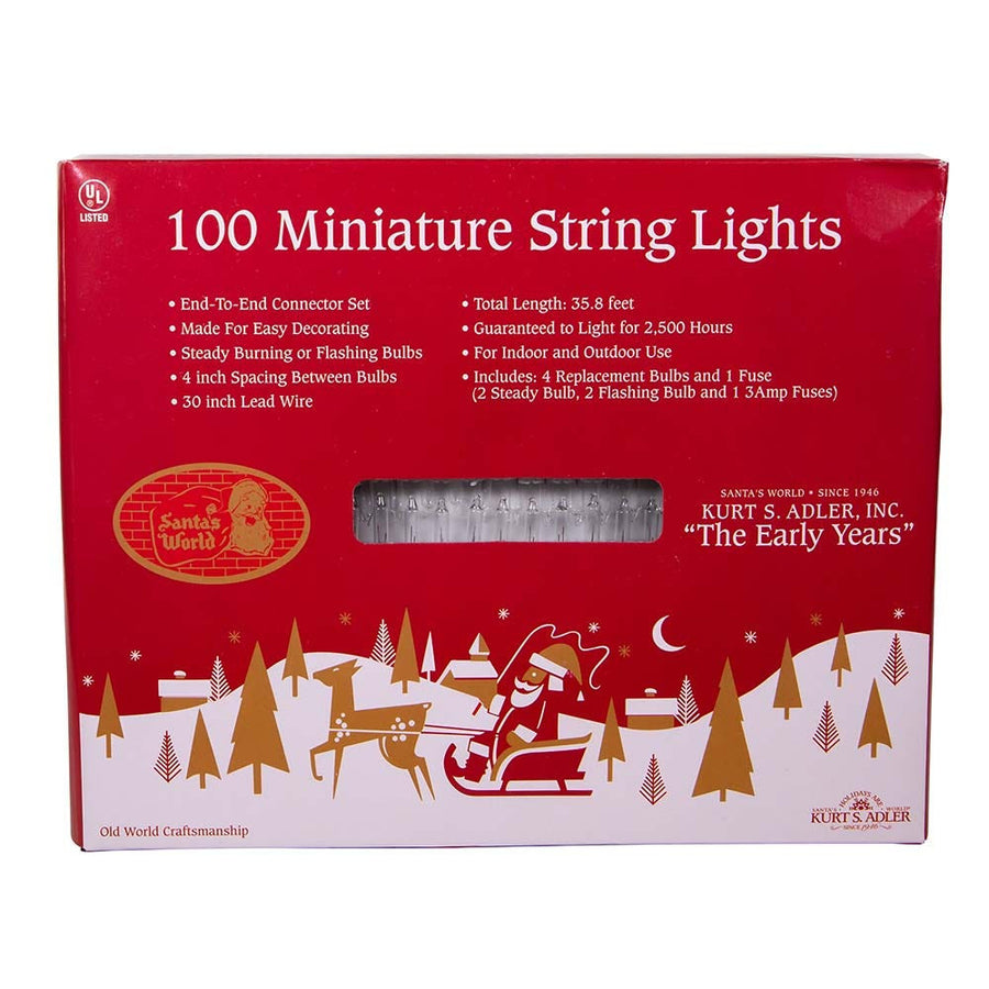33' UL 100-Light Clear Light Green Wire Light Set