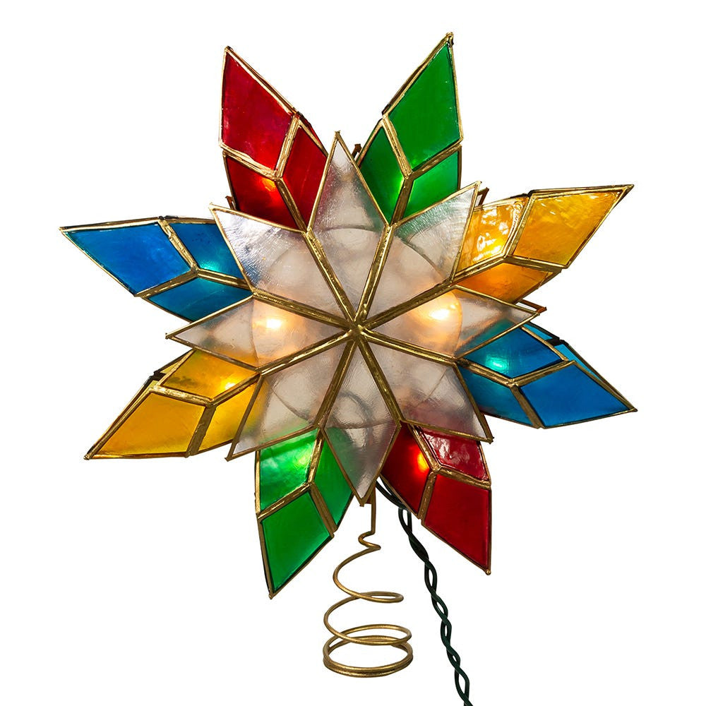 9.25" UL 10L Capiz Multicolored Star Treetop