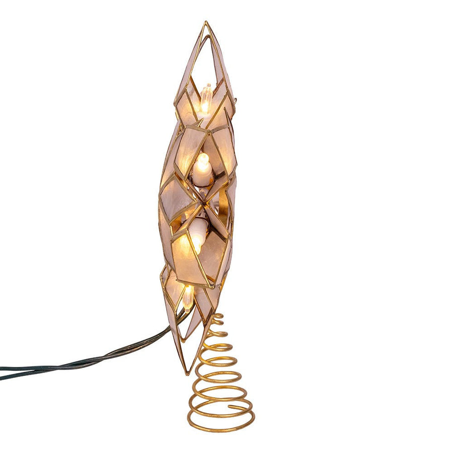 9.25" 10L Clear LED Gold Capiz Star Treetop