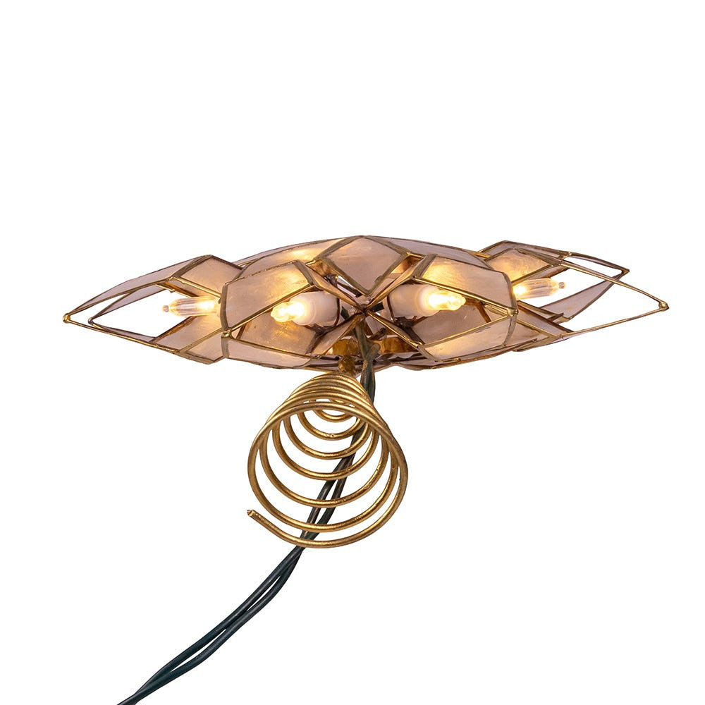 9.25" 10L Clear LED Gold Capiz Star Treetop