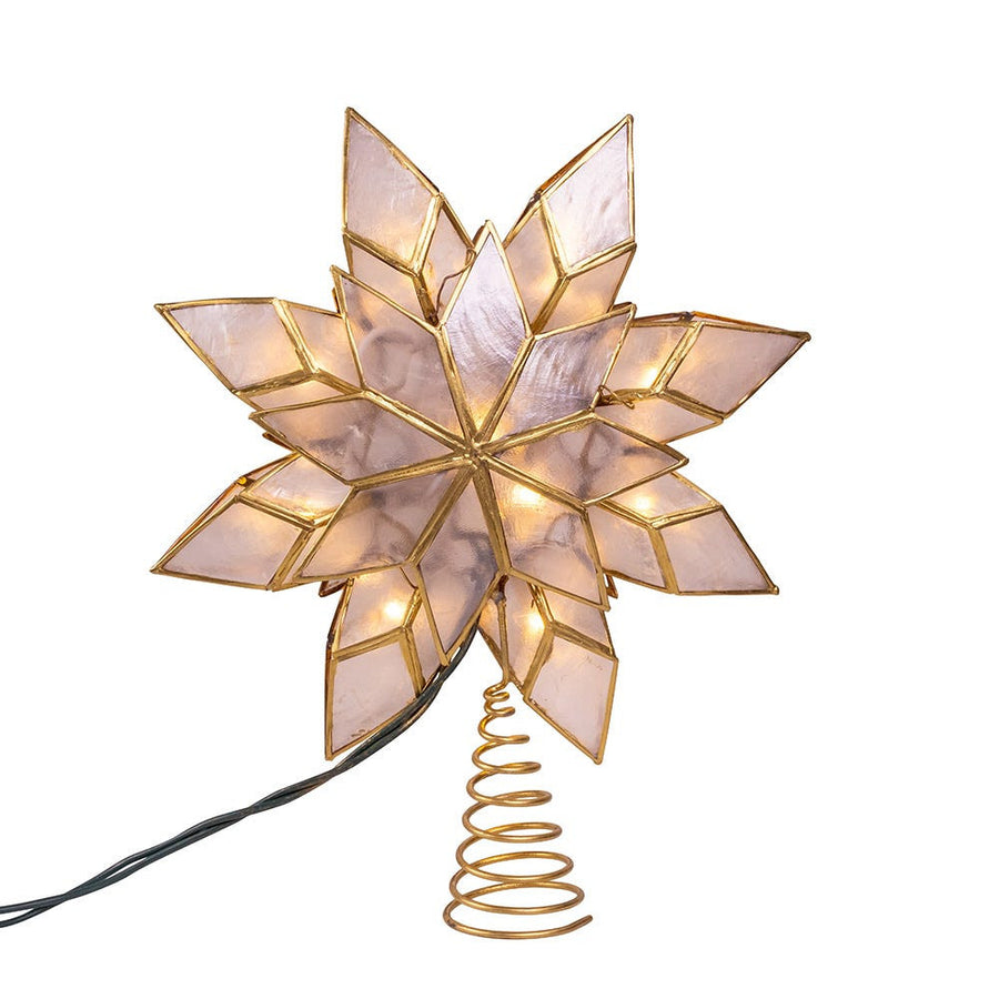 9.25" 10L Clear LED Gold Capiz Star Treetop