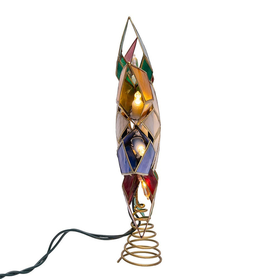 9.25" 10L Multicolor LED Gold Capiz Star Treetop
