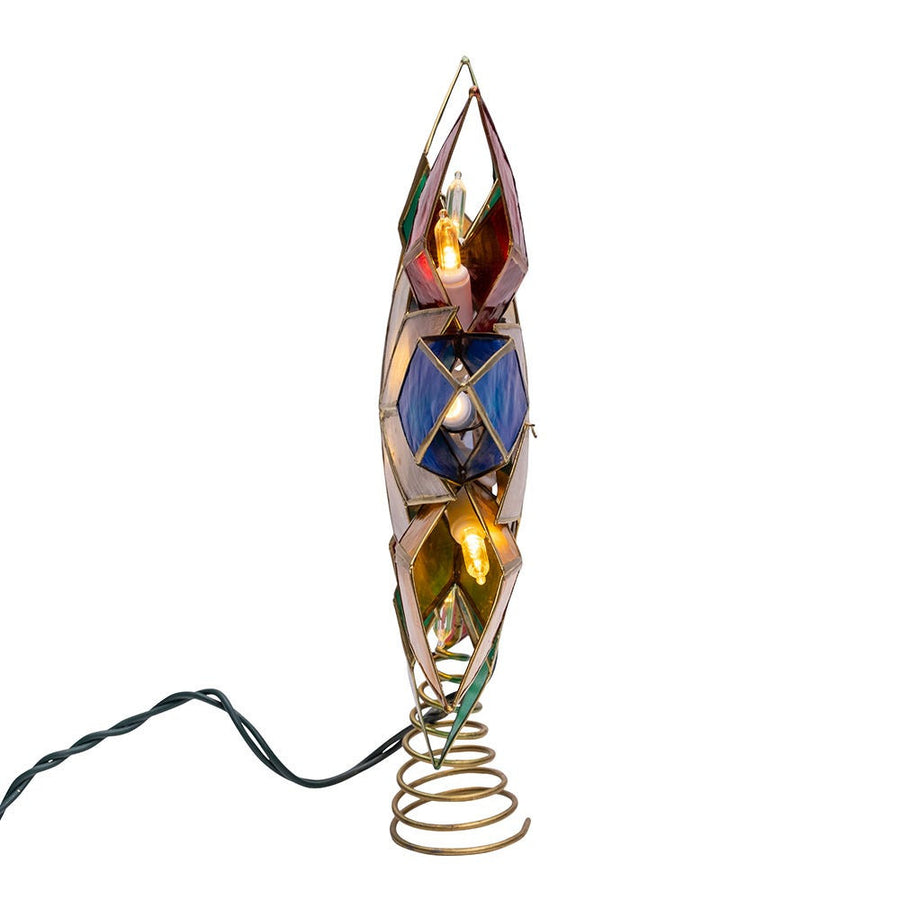 9.25" 10L Multicolor LED Gold Capiz Star Treetop