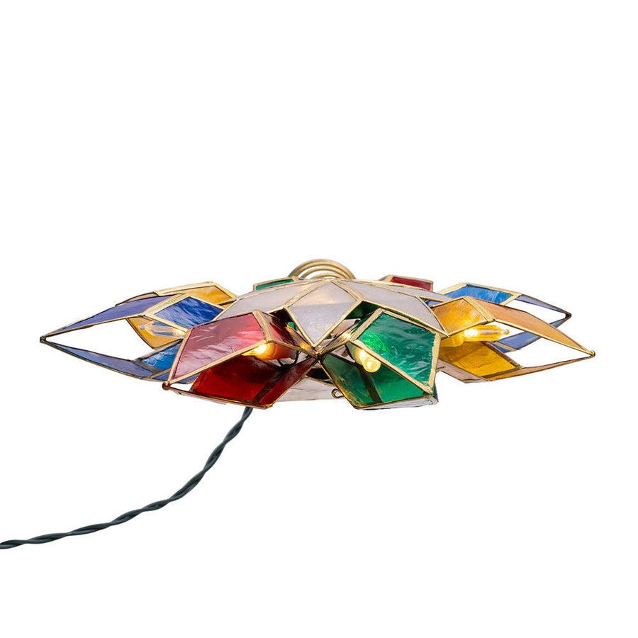 9.25" 10L Multicolor LED Gold Capiz Star Treetop