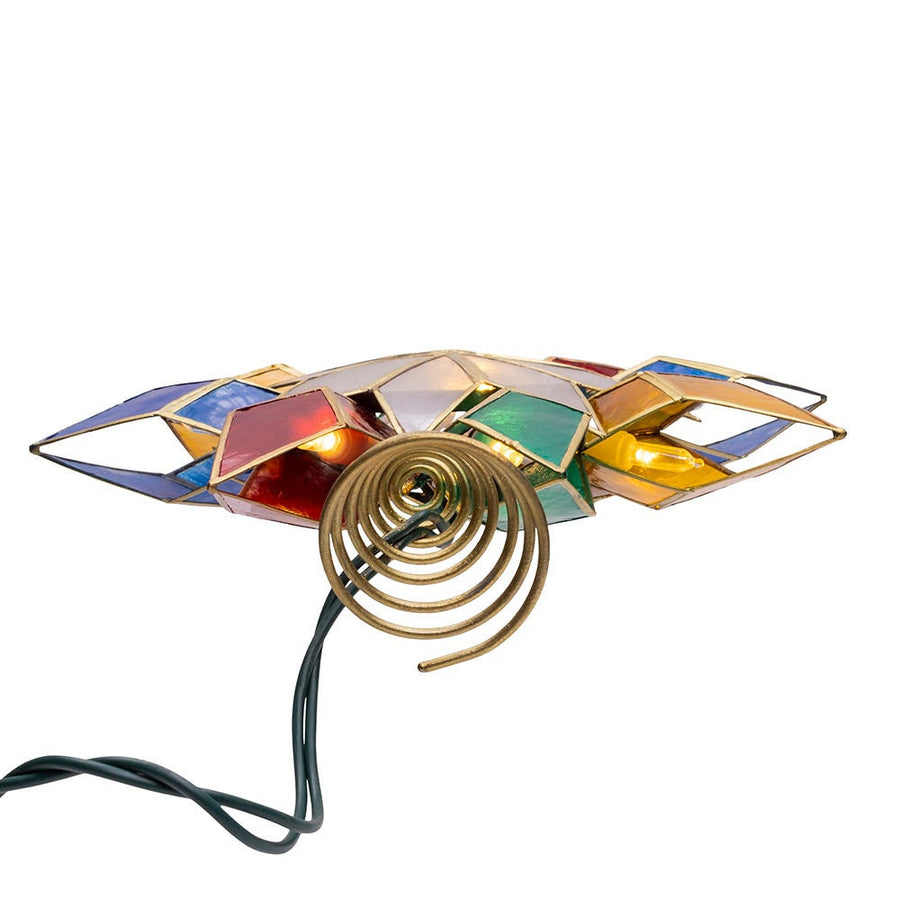 9.25" 10L Multicolor LED Gold Capiz Star Treetop