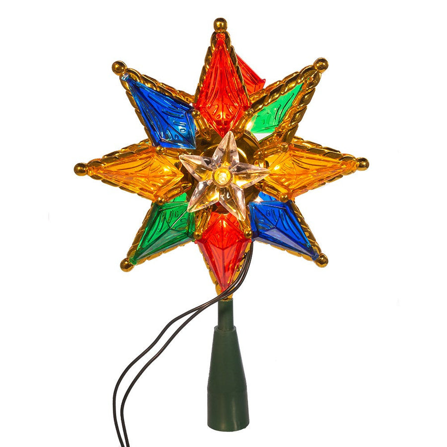 8" UL 10L 8-Point Multicolored Star Treetop