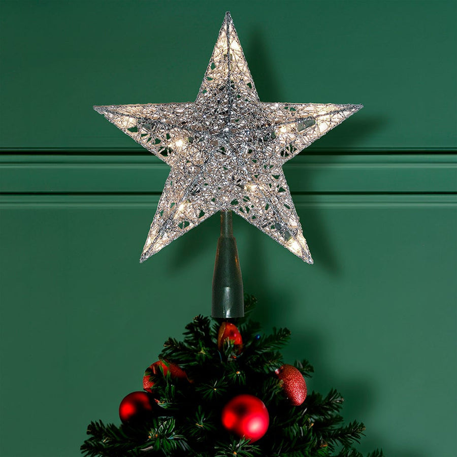 9" UL 10L Silver Wire Star Treetop