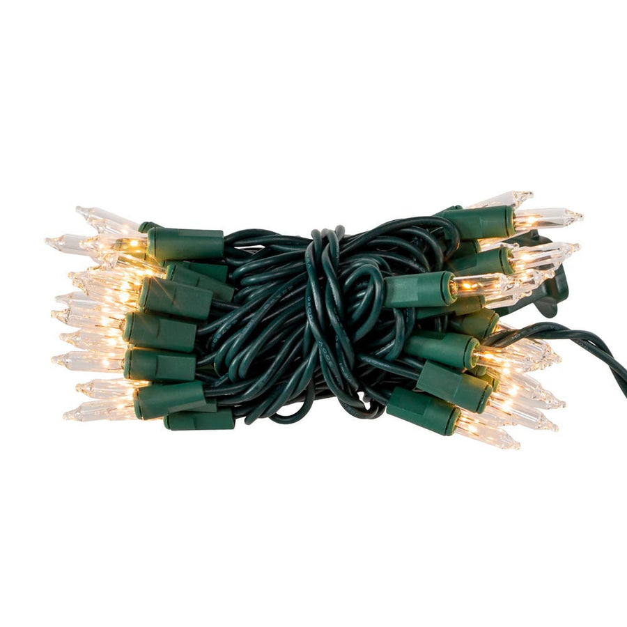 9.2' UL 50-Light Clear Light Green Wire Light Set