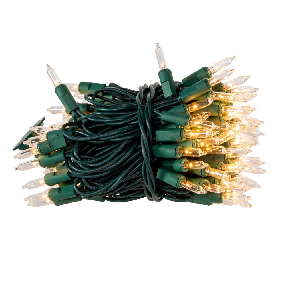 18.5' UL 100-Light Clear Light Green Wire Light Set