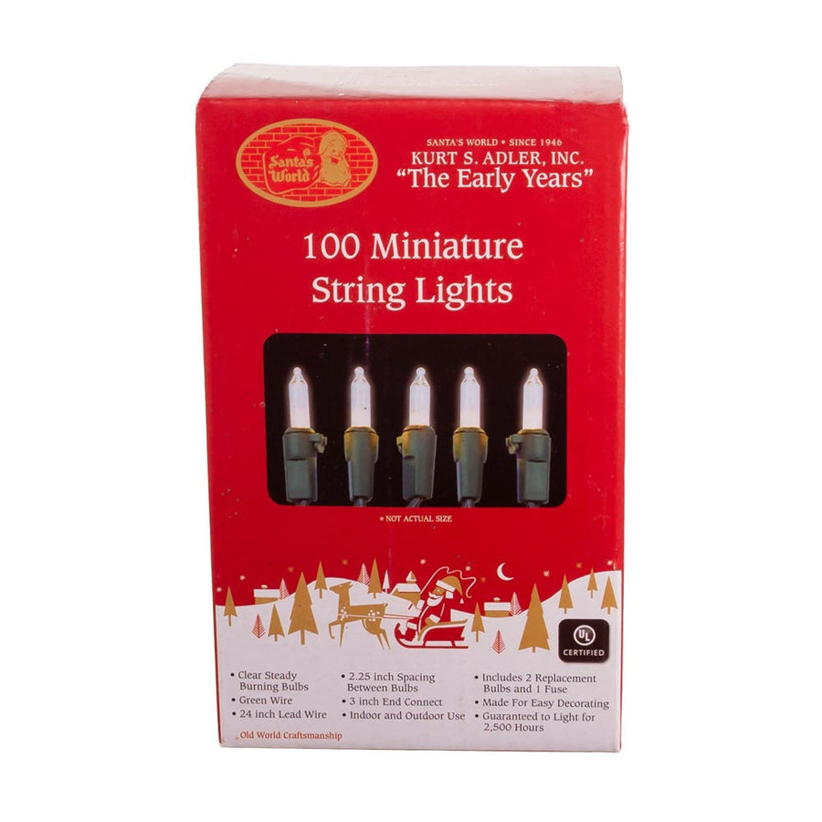 18.5' UL 100-Light Clear Light Green Wire Light Set