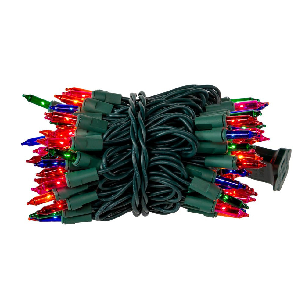 18.5' UL 100-Light Multicolor Light Green Wire Light Set