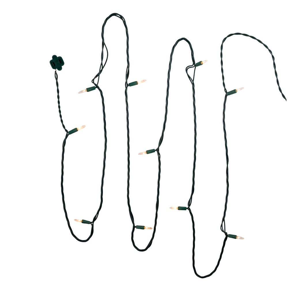 9' UL 10-Light Clear Light Green Wire Light Set In Polybag