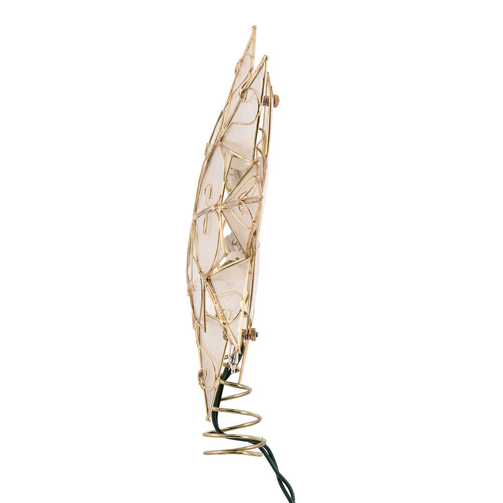 9.27" UL 10L 8-Point Capiz Gold Star With Arabesque Decoration Treetop