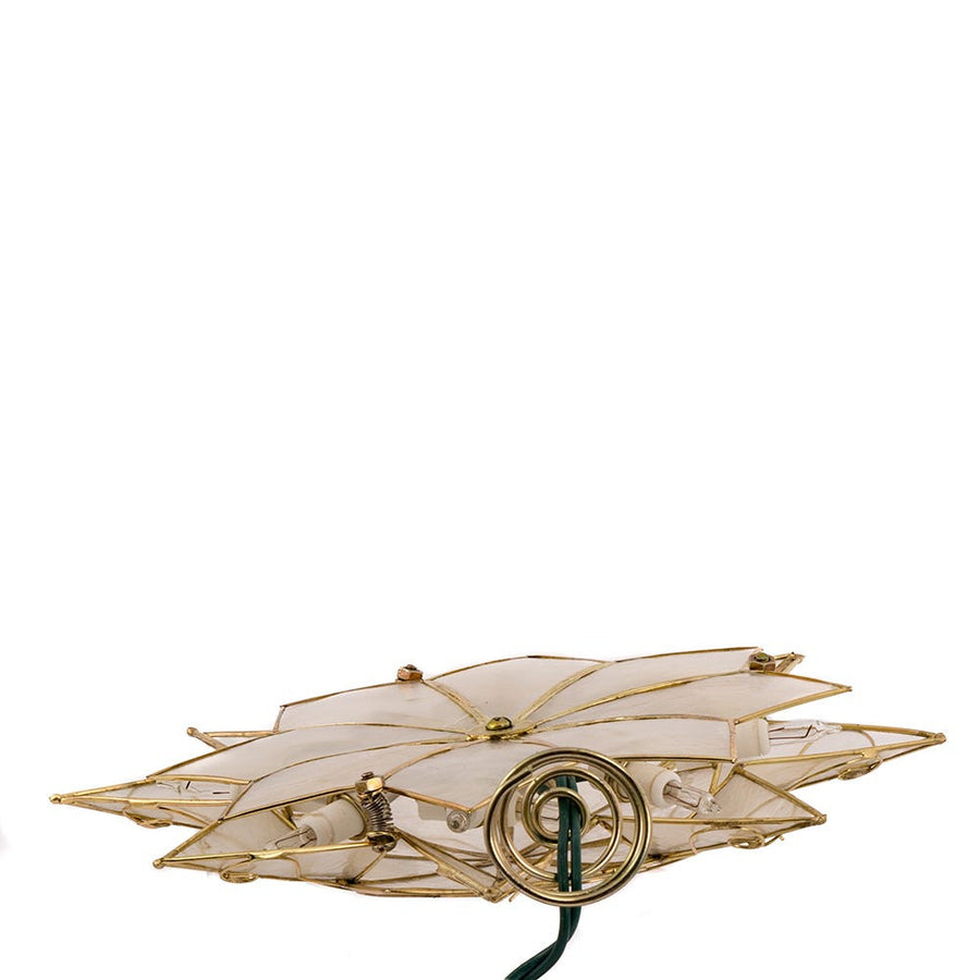9.27" UL 10L 8-Point Capiz Gold Star With Arabesque Decoration Treetop