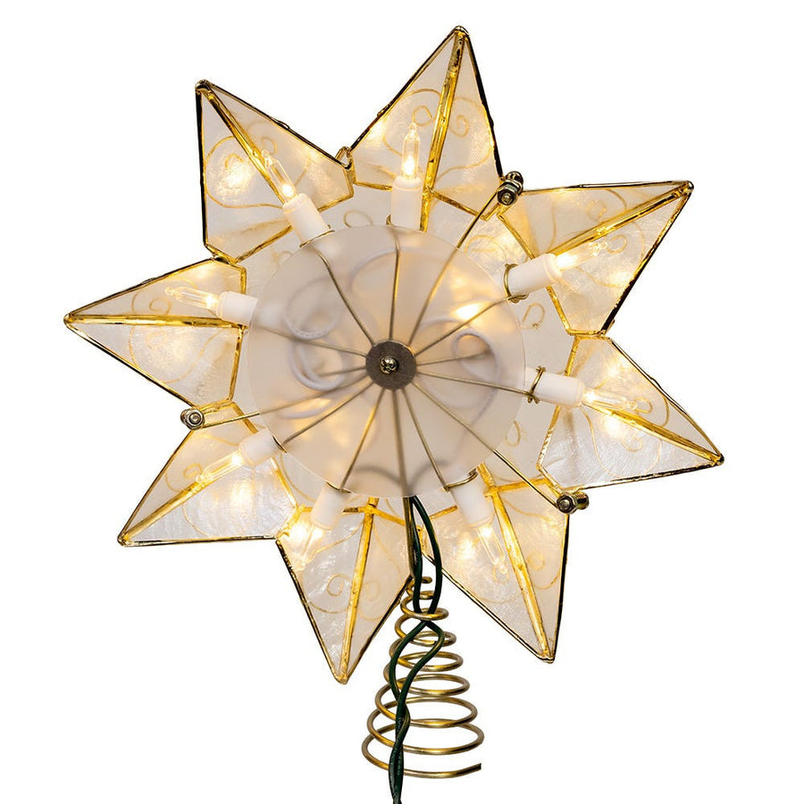 9.27" UL 10L LED Capiz With Scroll Accents Star Treetop