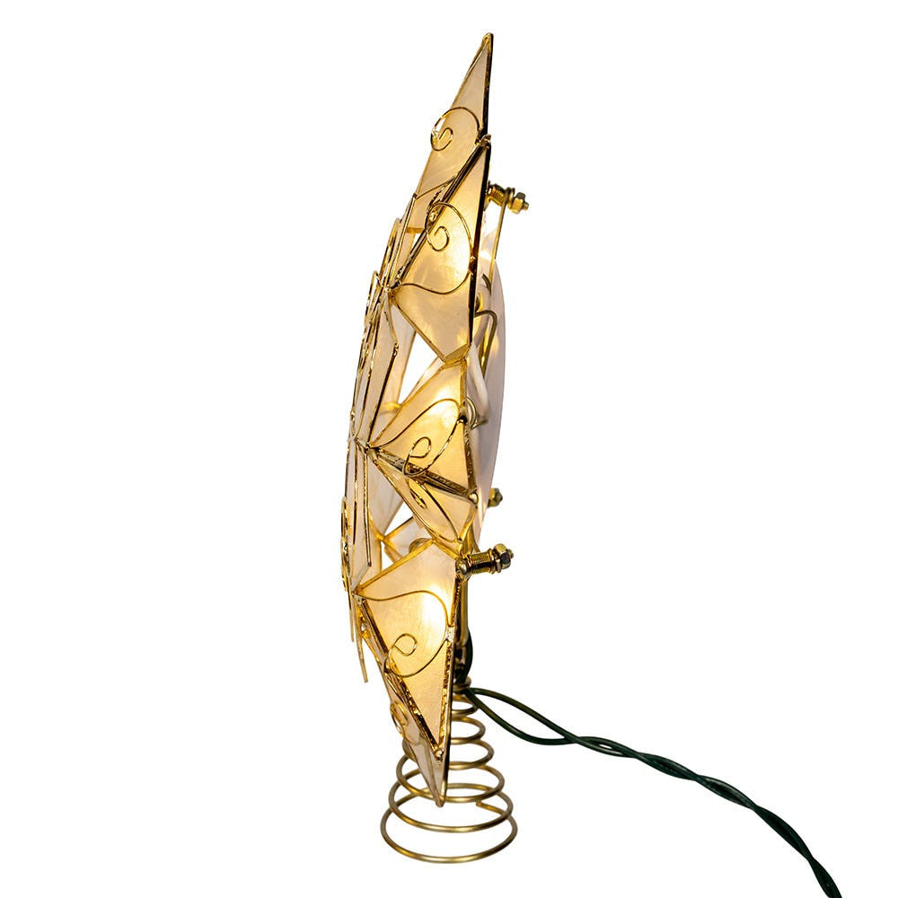 9.27" UL 10L LED Capiz With Scroll Accents Star Treetop