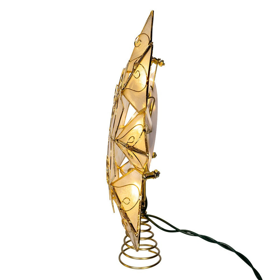 9.27" UL 10L LED Capiz With Scroll Accents Star Treetop