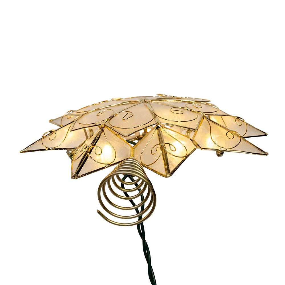 9.27" UL 10L LED Capiz With Scroll Accents Star Treetop