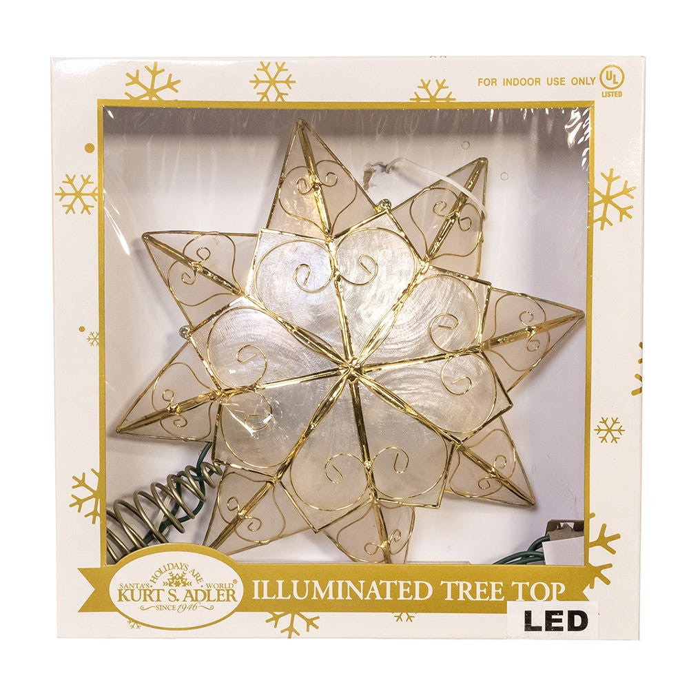 9.27" UL 10L LED Capiz With Scroll Accents Star Treetop