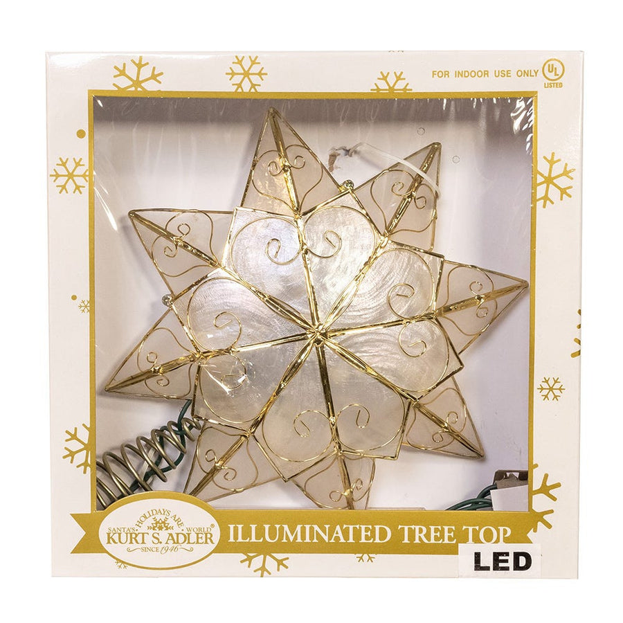 9.27" UL 10L LED Capiz With Scroll Accents Star Treetop
