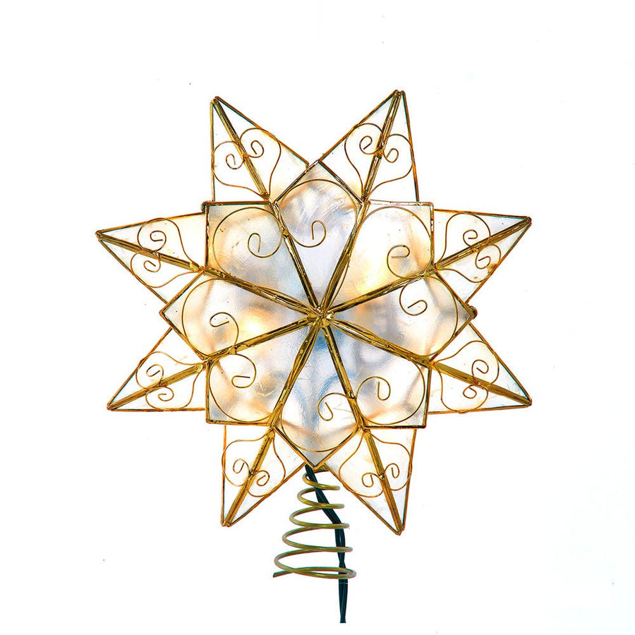 9.27" UL 10L LED Capiz With Scroll Accents Star Treetop