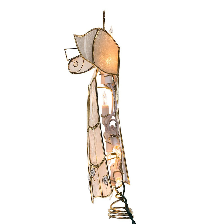 10.5" UL 10L Capiz Angel With Trumpet Treetop