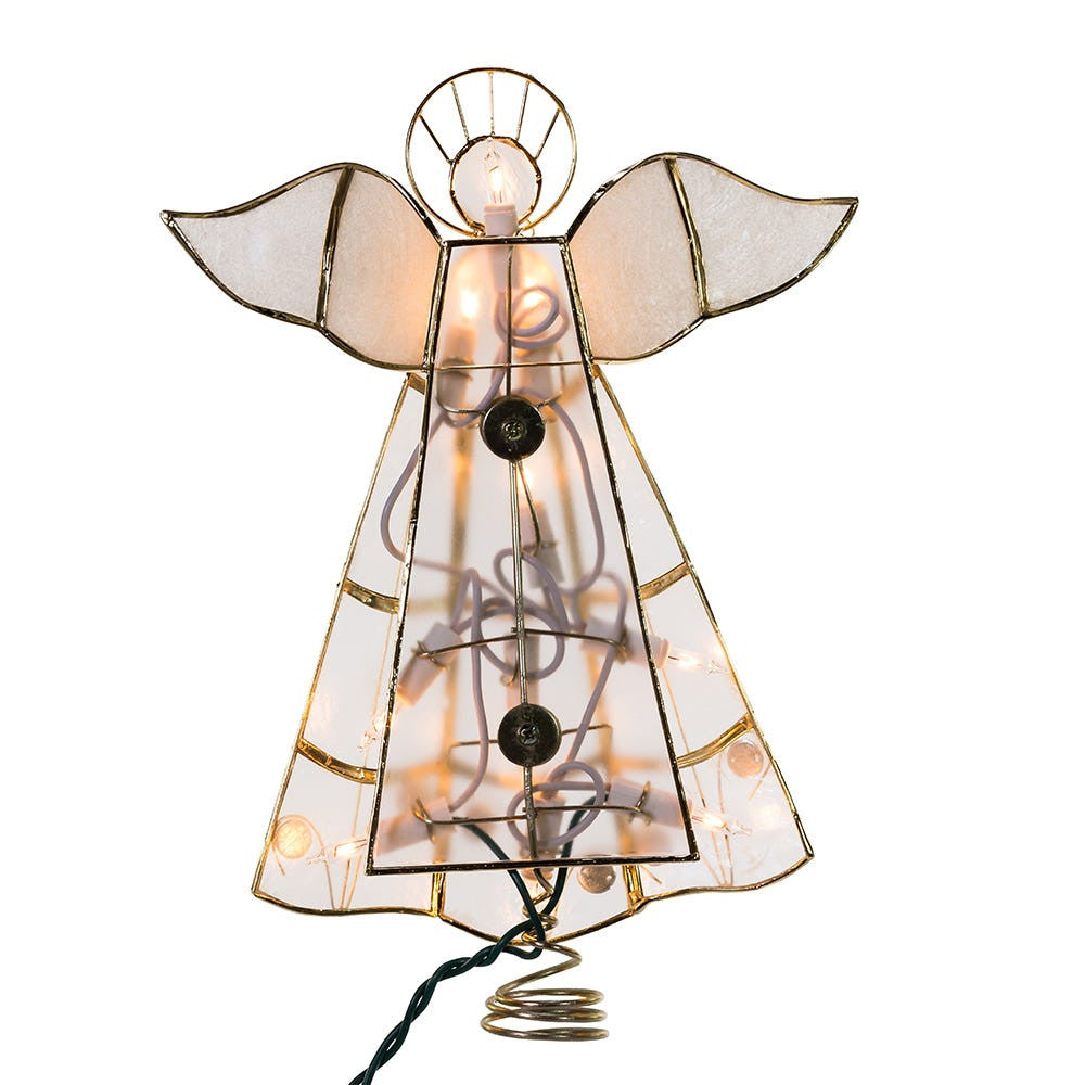 10.5" UL 10L Capiz Angel With Trumpet Treetop