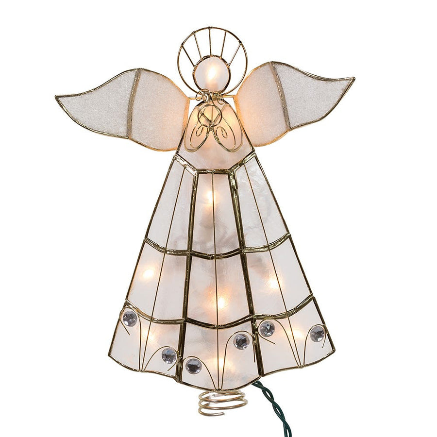 10.5" UL 10L Capiz Angel With Trumpet Treetop